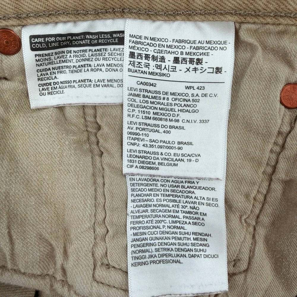 Levis 501 Original Fit Jeans Tan Khaki Cotton Button Fly Western Wear Men 40x32